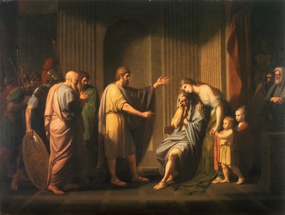 Cleombrotus wird von Leonidas II., König von Sparta, ins Exil geschickt von Benjamin West